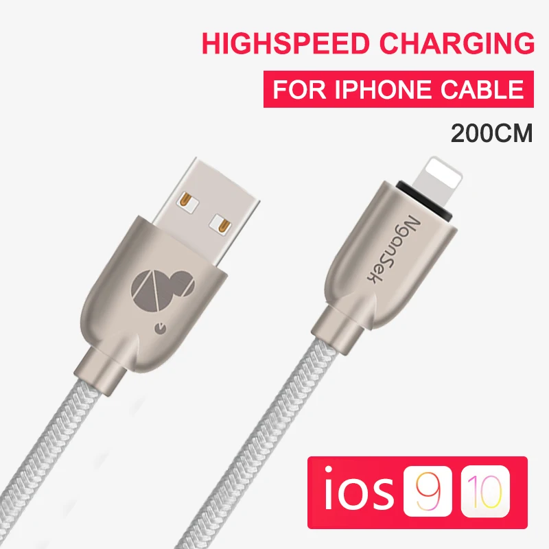 NganSek 2M Charging USB Cable For iPhone 6 7 6s plus 5 5s iPad Air 2