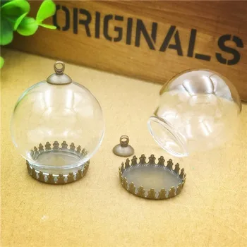

20sets 30x20mm clear glass globe 20mm base 8mm cap set (no filler) glass bottle vial pendant Jewelry accessory