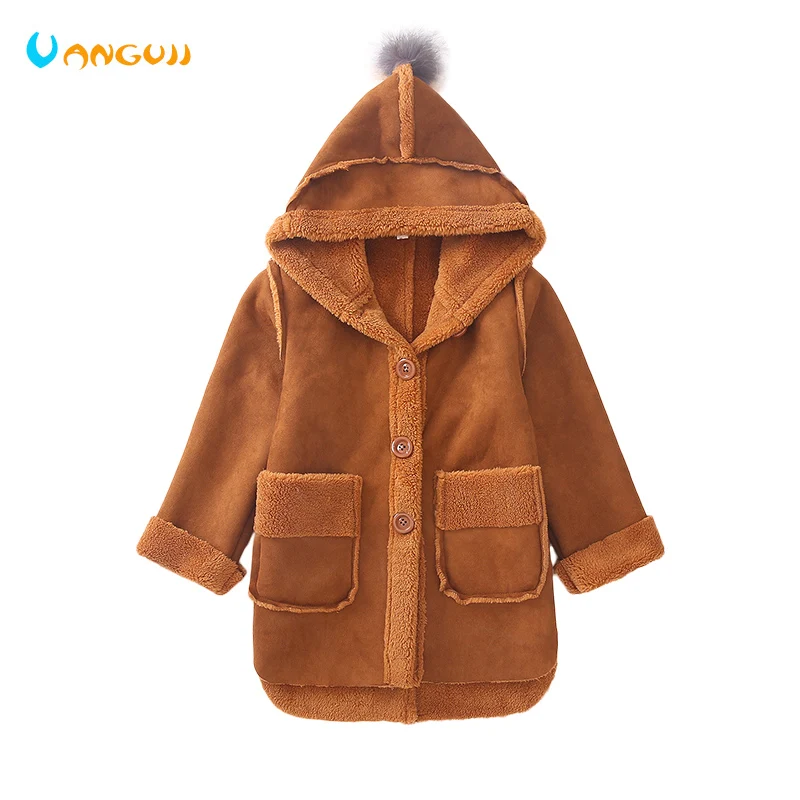 

girls coat winter 2018 new 4-11 years Korean children's thicken trench big children kids windbreaker Suede Compound Lamb Wool