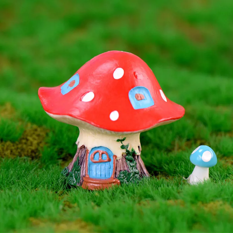 Mini Mushroom House Plant Pot Bonsai Garden Ornament Fairy Dollhouse Lawn Decor