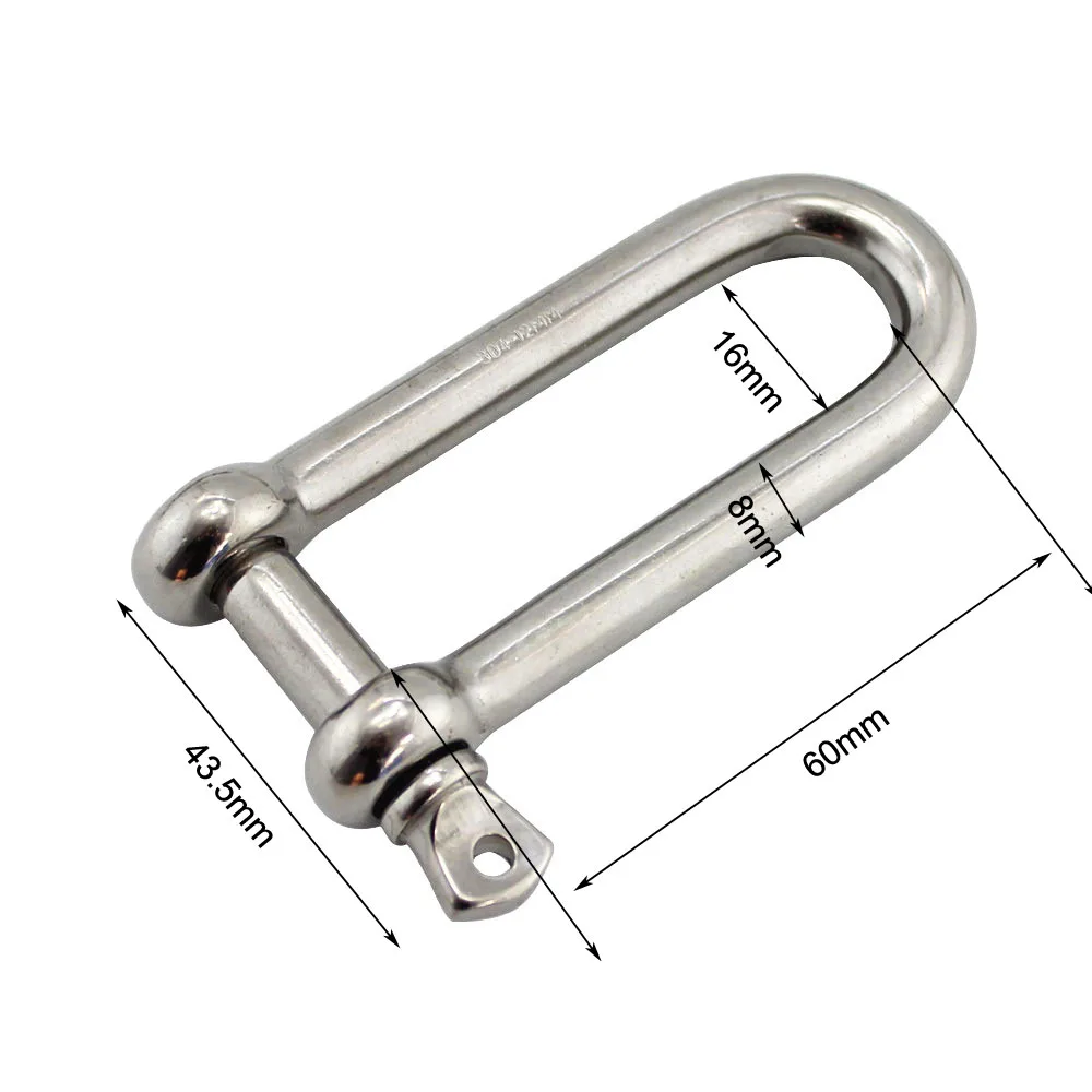 AISI 316 Ochoos 8mm Boat Hardware Stainless Steel 316 Rigging Hardware Long D Shackle Wholesale Over 100pcs Marine Hardware