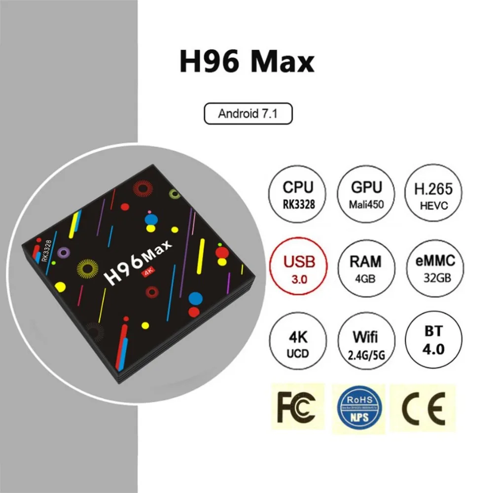 Murah H96 Max H1 Android 7.1 Smart TV Box RK3328 Quad Core 4 GB 32 GB Set Top Box 2.4G 5G Dual Band WIFI USB 3.0 B 4.0 4 K Mediaspeler