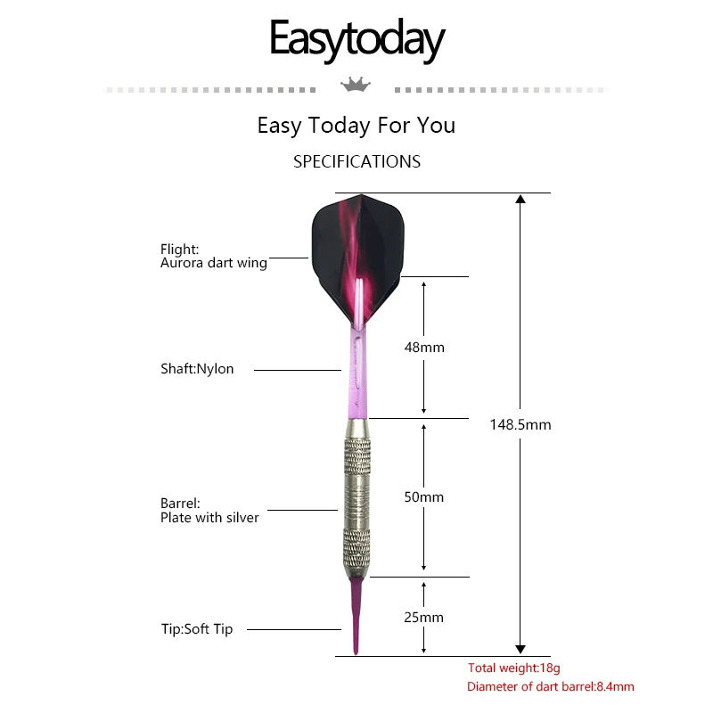 Стандартные Дартс с мягким наконечником Easytoday 5 шт./компл. пластиковые валы