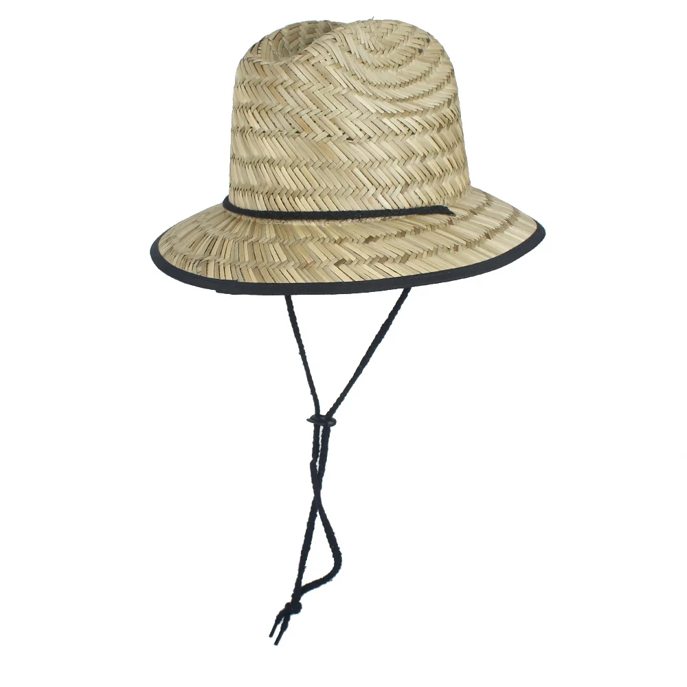 Соломенная женская мужская шляпа Lifeguard летняя ручная работа переплетенная джазовая пляжная Солнцезащитная шляпа уличная Бамбуковая Шляпа Панама шляпа размер 58 см