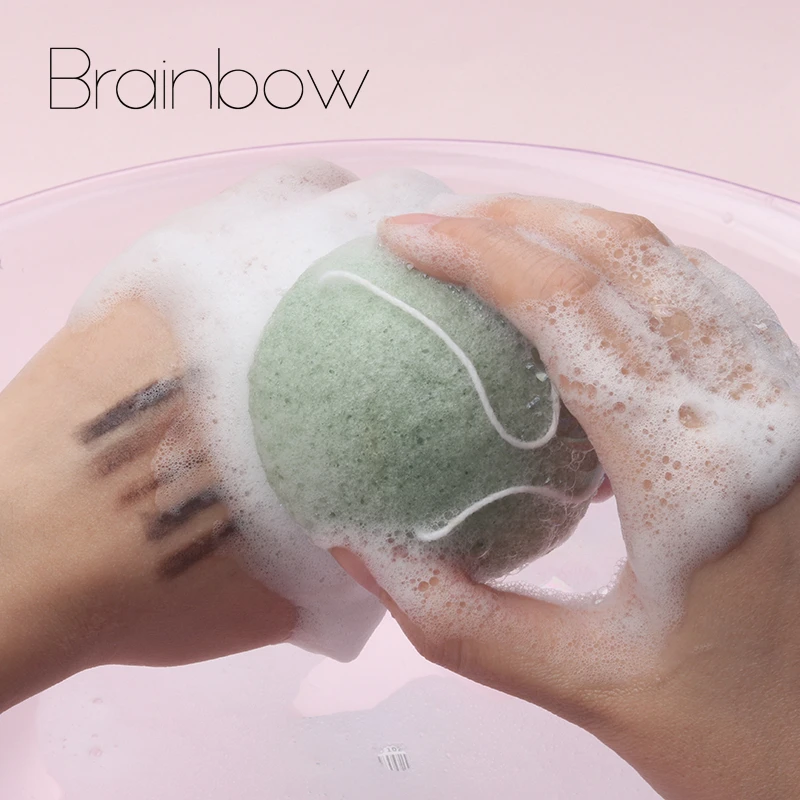 Губка Brainbow Konjac 1 шт. 100% натуральный спонж Конняку для очищения пор лица губка