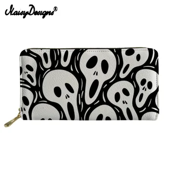 

Skull Print Women Purses Zipper PU Leather Cash Money Pockets Female Wallets Sac Femme Carteras Hombre Custom Dropshipping