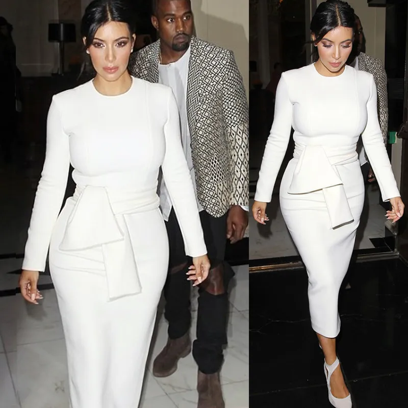 

Sexy Kim Kardashian Bodycon Pencil Dress Evening Robe Party Sheath Dress Elegant OL Women Outfit Cute Dress