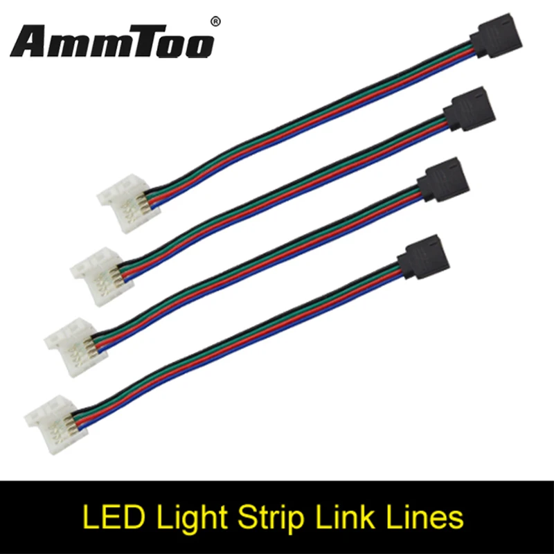 

4pin RGB Female Led Strip No Soldering Connector Clip Cable Led Tape Extension Wire For 3528 5050 RGB LED Strip Ribbon Tape