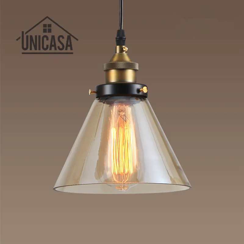 

Modern Pendant Lights Amber Glass Lighting Fixtures Retro Kitchen Island Hotel Bar Office Antique Mini LED Pendant Ceiling Lamp