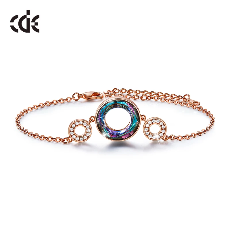 Женские золотые браслеты CDE украшенные кристаллами Swarovski модные круглые подарок