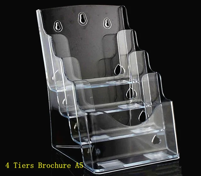 clear a5 4 tiers plastic acrylic brochure literature pamphlet acrylic stands for flyers