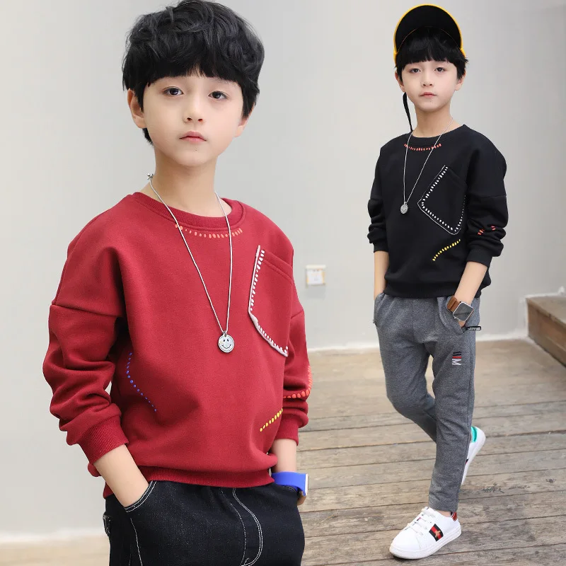Achat Nouvelle Version Coréenne De Garçons T shirts Enfants Printemps Automne Manches Longues Tops Enfants Sweat Bébé Garçons Vêtements Pour 3 12Yrs