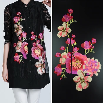 

pink flower 2pcs/set applique patches embroidered badge fabric patch clothing decoration accessories patch stickers for clothes