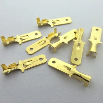 

50Pcs 6.3 Inserts Terminal Block 6.3 Square Connector Male Insert Connector Automotive Terminal 0.4 Thick