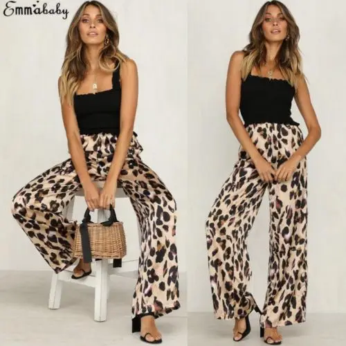 Waist Flared Trousers Loose Long Pant 