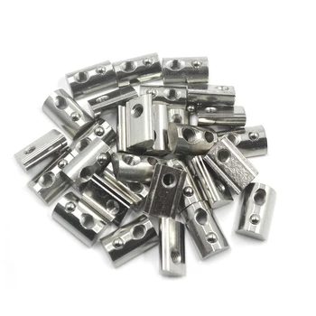

Silver European Standard 45 Series Aluminum Slot Carbon Steel Half Round Roll In Spring T Slot Nut with M6 Thread Pack of 50