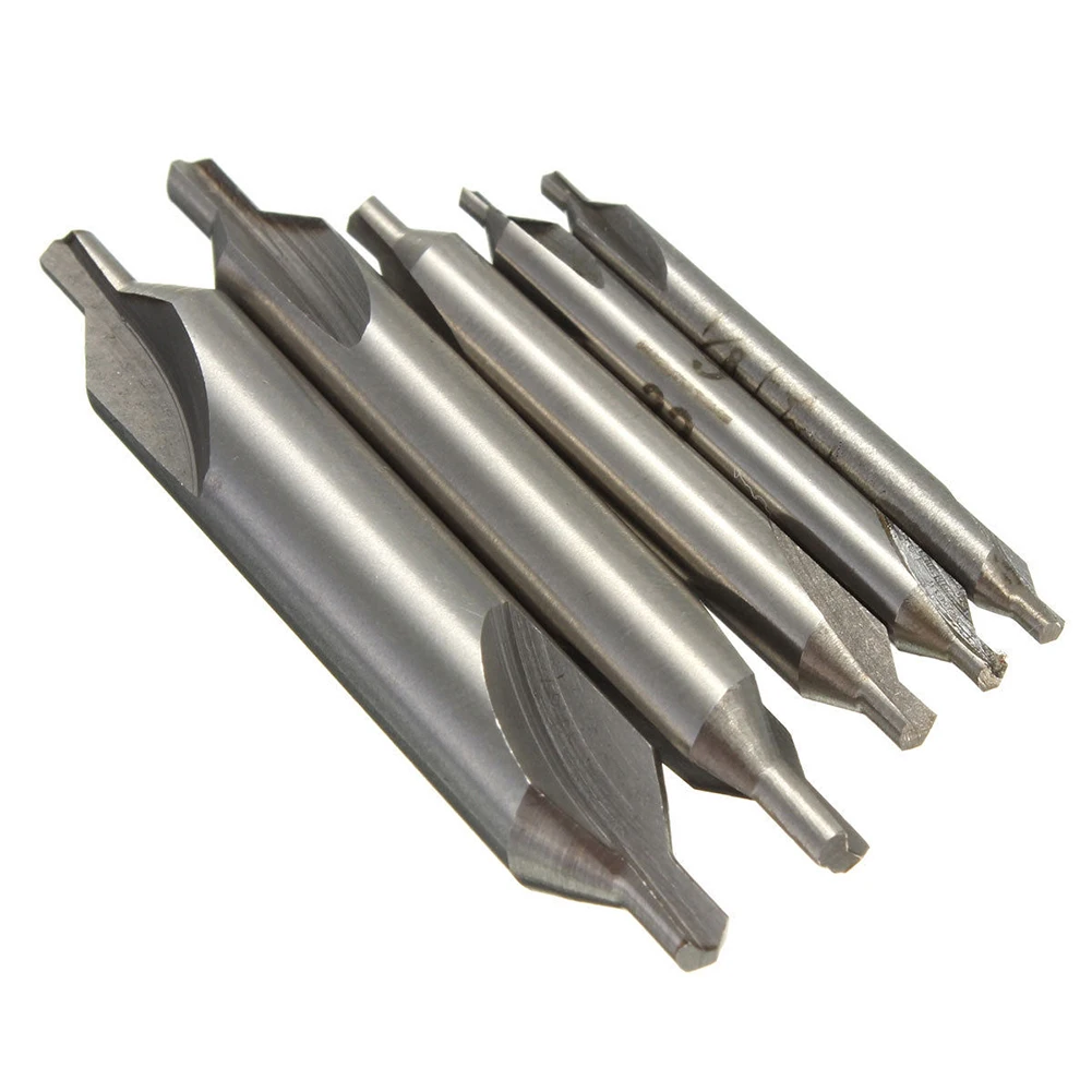 5pcs A Type HSS Center Drill Set Combined Spotting Countersink Bit Mill