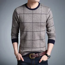 Повседневный мужской свитер с круглым вырезом в полоску, приталенная трикотажная одежда, Осенние мужские свитера, пуловеры, пуловеры для мужчин, M-3XL