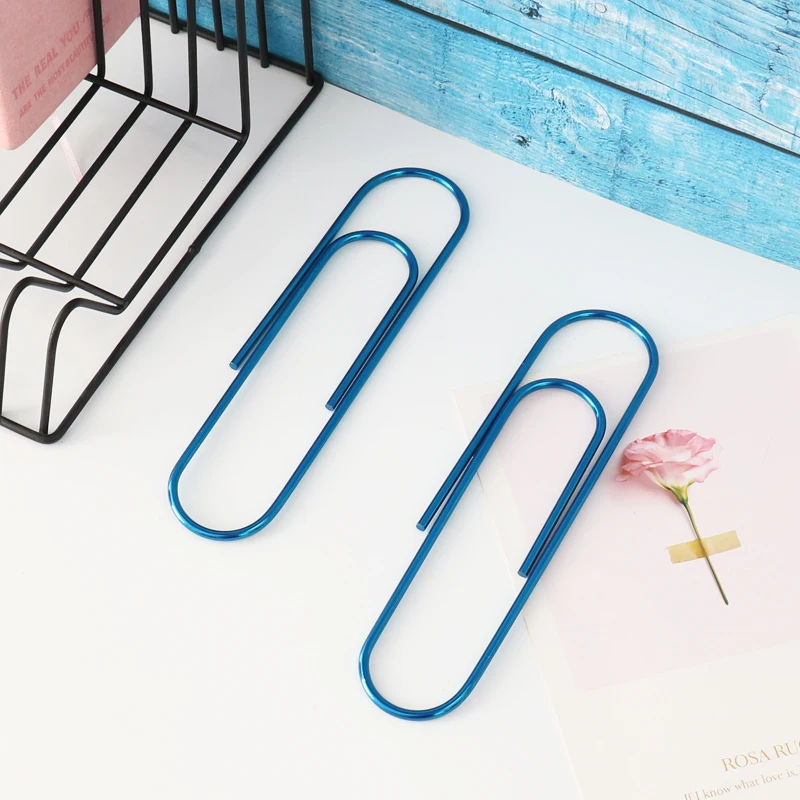 

200mm Large Metal Clip Bright Blue Color Paper Clips Student Stationery Office School Bookmark Ducoments Stationery Supplies
