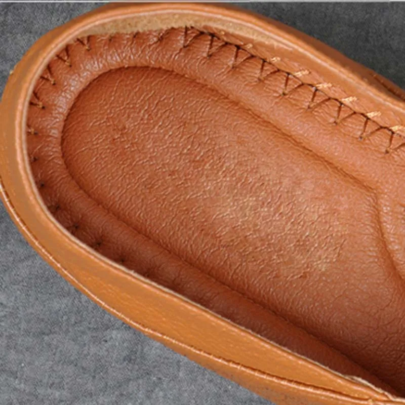 Pédale Véritable Chaussures Vache Loisirs Automne En Plat Semelle Douce noir Avec Chaussure Couverture De Feuille Mocassins Folk rouge Cuir jaune Un Pied Vent Beige 3Ajq5RSc4L