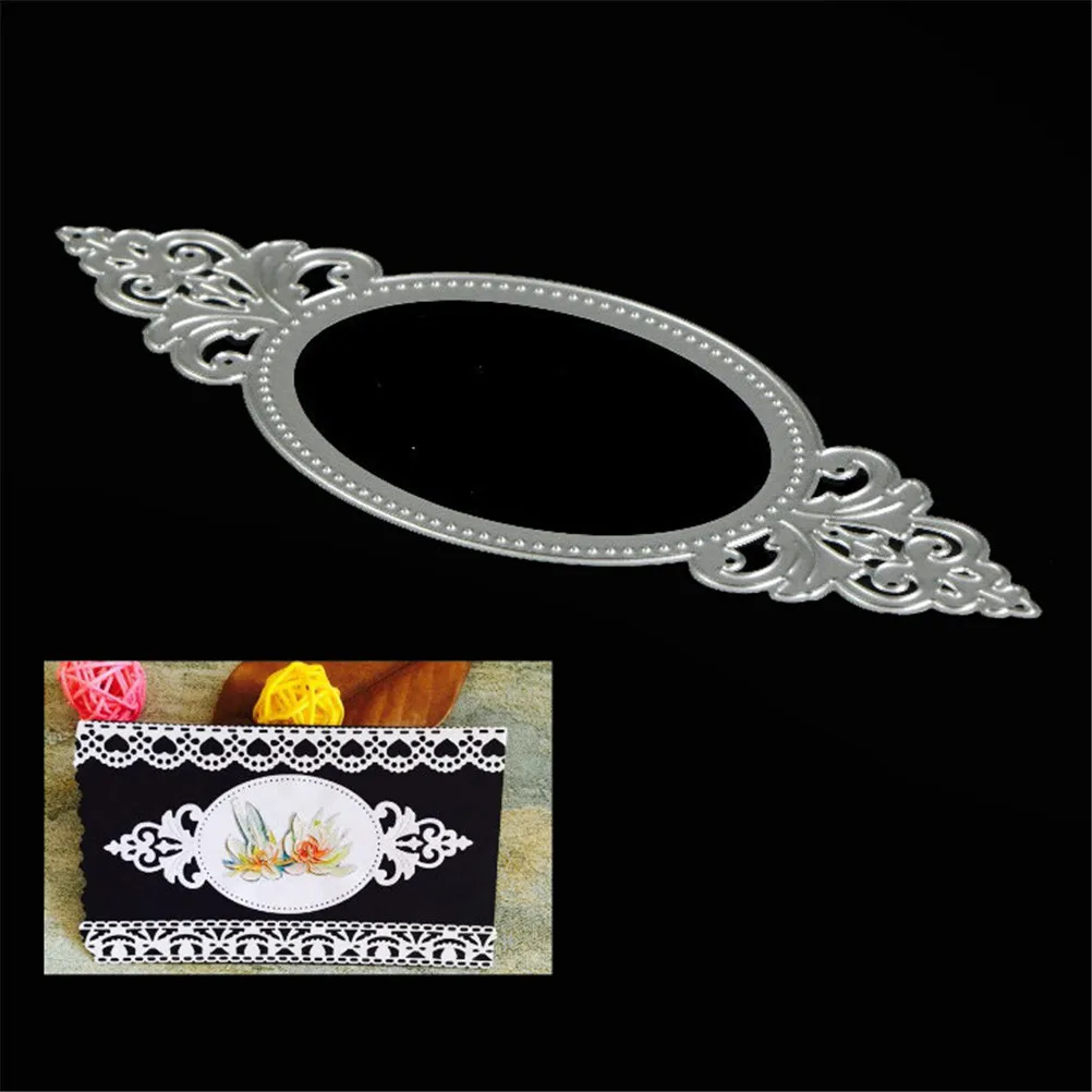 

Oval Backdrops Mirror Scrapbooking DIY Carbon Sharp Knives Metal Steel Cutting Die Book Photo Album Art Card 12.8x4.9cm