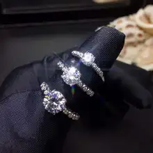 [MeiBaPJ сверкающий муассанит драгоценный камень Классический простой кольцо для женщин 925 пробы серебряные ювелирные изделия для свадьбы