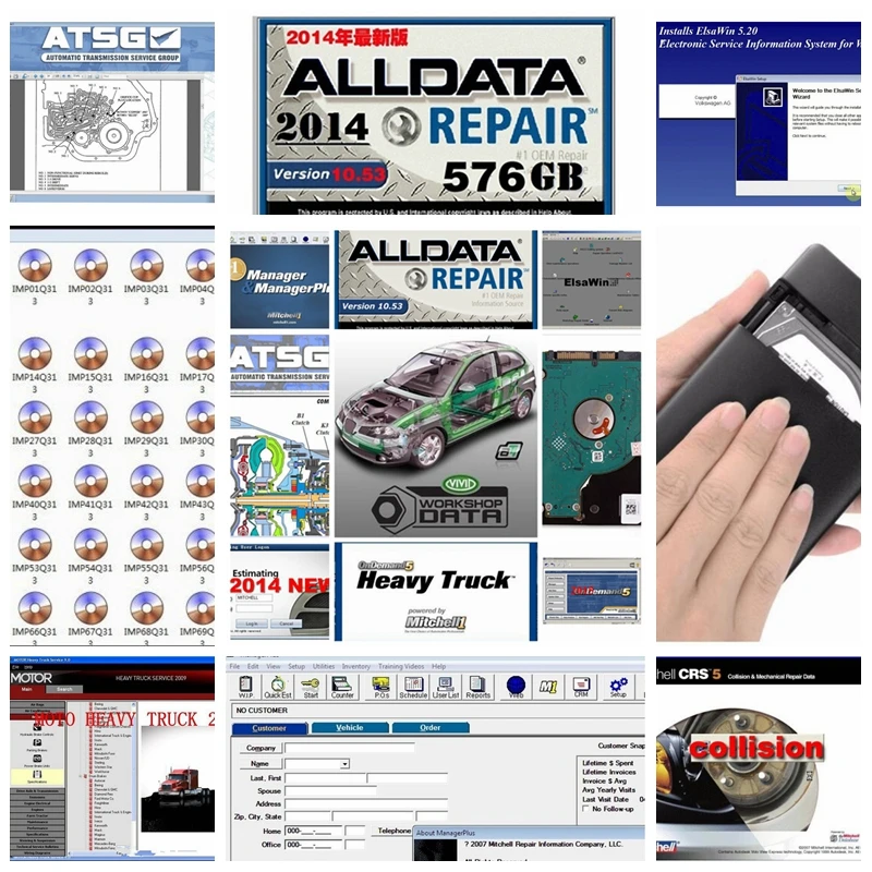 Акция 2019 Alldata Mitchell OnDemand программного обеспечения все данные 10,53 + Митчелл, по заказу 2015 + ElsaWin + яркий + atsg 26 в 1 ТБ hdd usb3.0