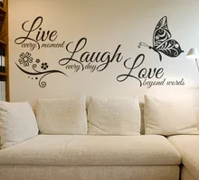 Live Laugh Love Butterfly Flower font b Wall b font Art font b Sticker b font