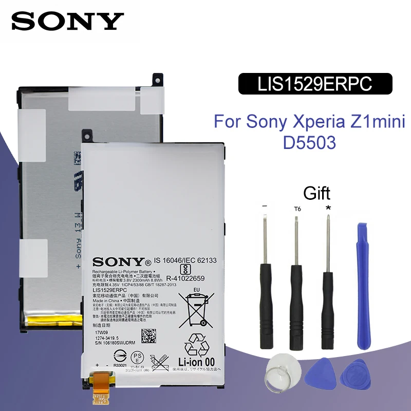 

SONY Original Phone Battery For Sony Xperia Z1 mini / Z1 Compact D5503 M51W LIS1529ERPC 2300mAh Replacement Batteries Free Tools
