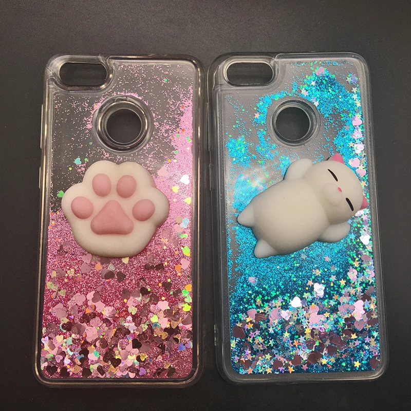 3d Squishy Cat Case For Huawei P8 P9 Lite 2017 Phone Case Liquid Glitter Paillette Sand Quicksand soft Honor 8 LITE Back Cover (29)