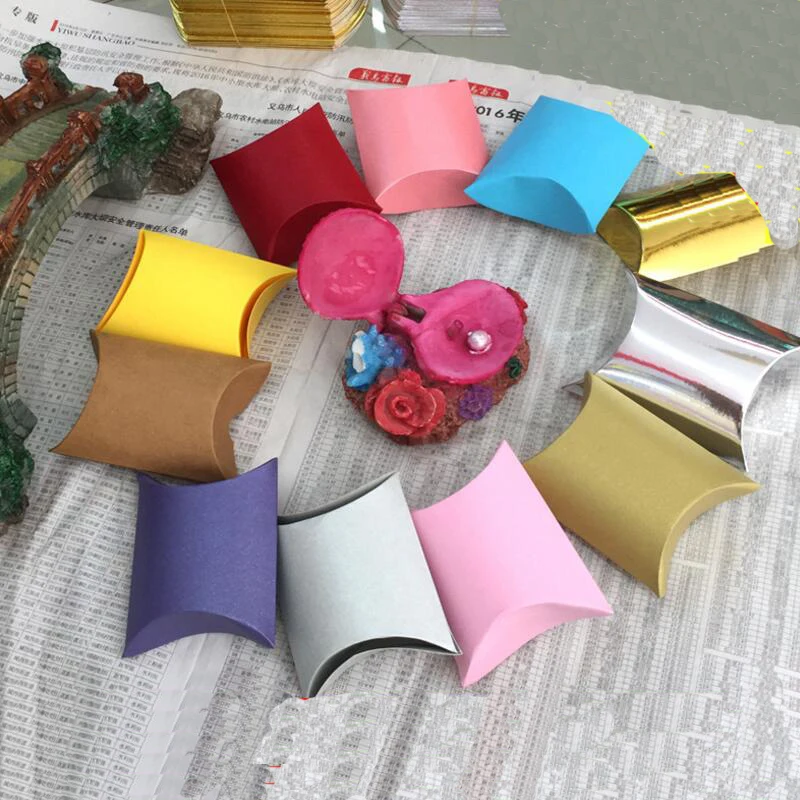 50pcs New Design Folding Carton 9 6 5 2 5cm Small Pillow Shape Box font b