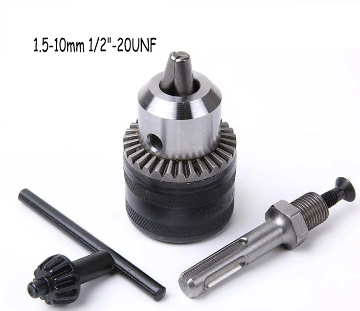 Replacement Keyless Drill Chuck 1.5 10mm 1/2" 20UNF Thread With Key And