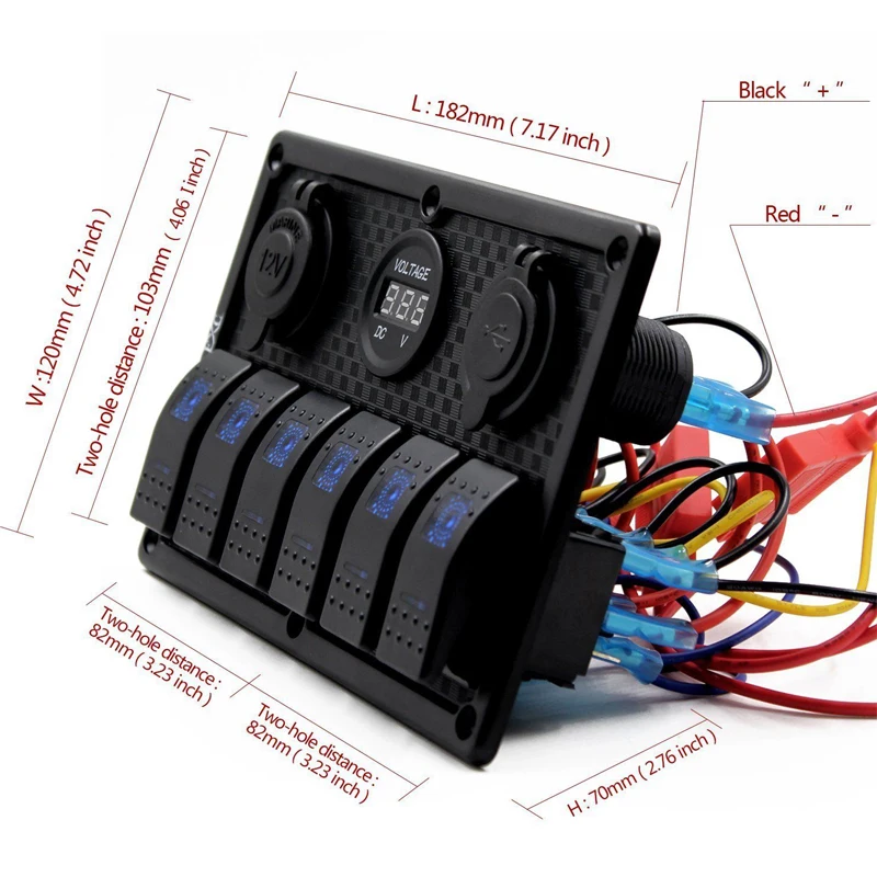 ABS 12 в 24 в 6 банд синий светодиодный переключатель панель автоматический выключатель 3.1A двойной USB порт 12 В 24 в водонепроницаемый RV лодка морской прицеп