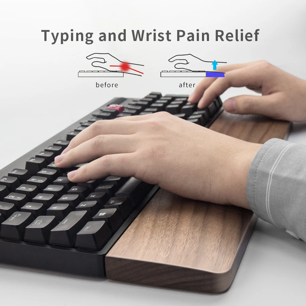 Repose-poignet en bois de noyer pour clavier Vaydeer, Support ergonomique  pour bureau de jeu - AliExpress