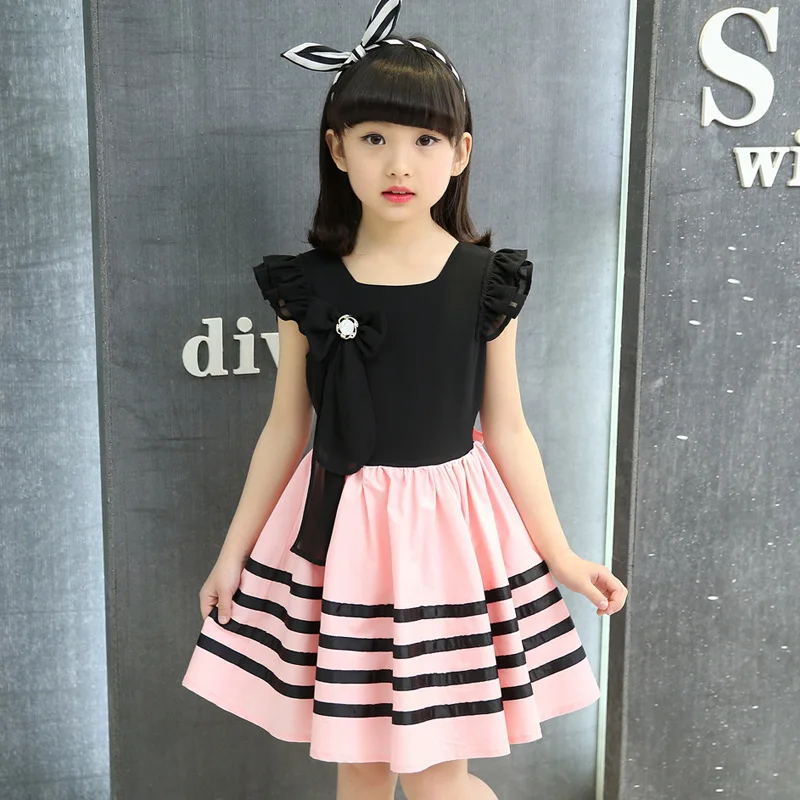 

party dress girl Teenager 12 year puff sleeve princess dress for girl baby chiffon clothes dress princess kids dress pink white