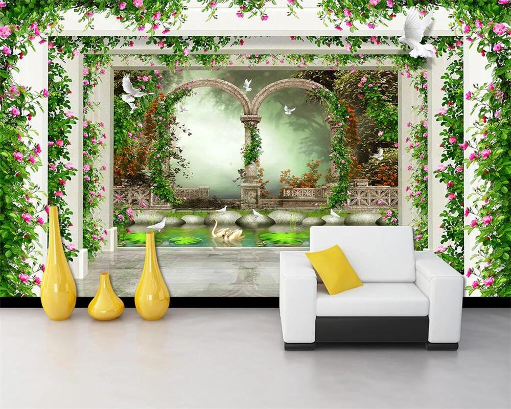 

Beibehang Custom wallpaper home decoration mural fantasy flower vine Roman column TV sofa background wall painting 3d wallpaper
