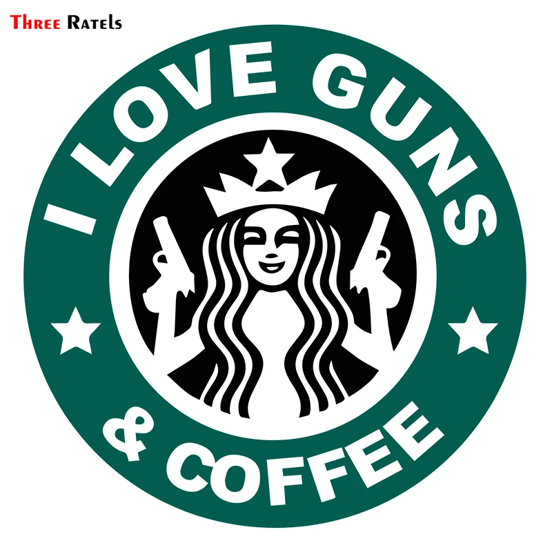 

Three Ratels ALWW201 #15x15cm I love guns and coffee funny auto sticker decals decal car sticker not reflective