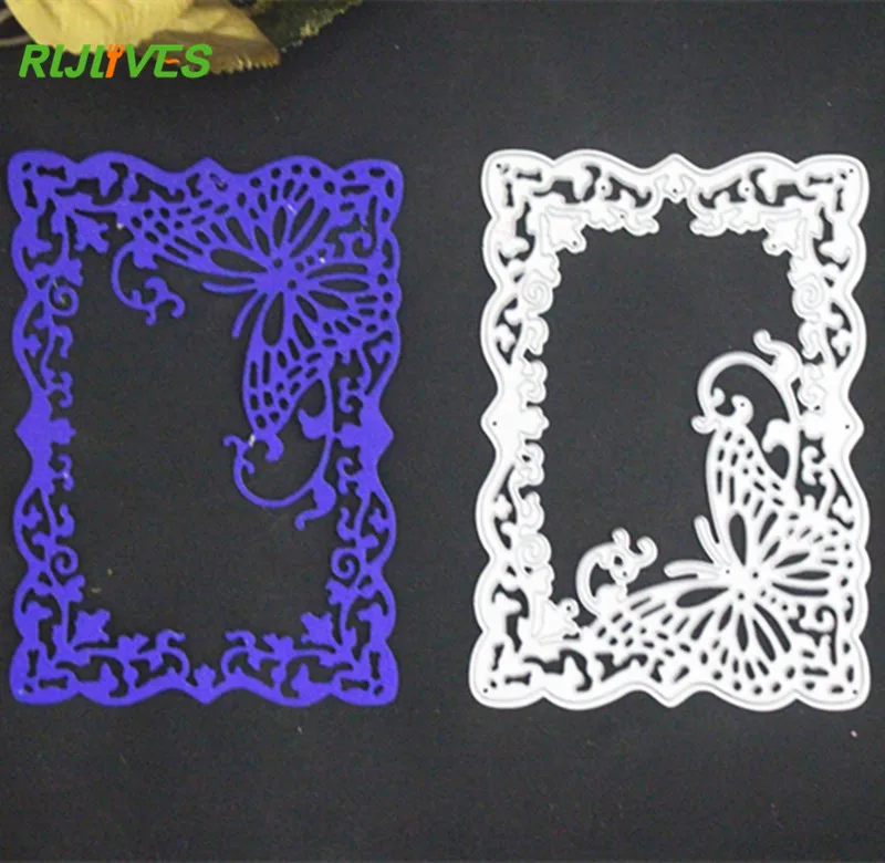

RLJLIVES Metal Cutting Dies Square Frame Border Butterfly Flowers Scrapbook Card Album Paper Craft Decorative Embossing Cutter