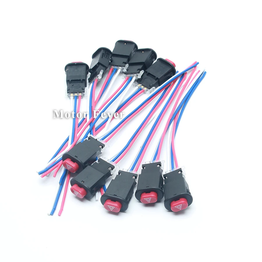 10 piezas Universal motocicleta interruptor de Flash doble botón lámpara de luz impermeable 12 V interruptor de advertencia Sistema eléctrico Piezas de motocicleta