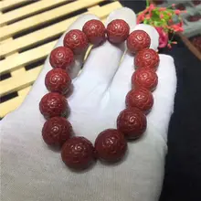 Китайский натурального красного органический киноварь круглый Бусины браслет AAAA 14.6 мм