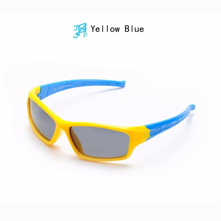 Новые детские солнцезащитные очки поляризованные линзы ребенок, Очки мальчики силиконовые TR90 гибкие рамки детские солнцезащитные очки - Цвет линз: yellow frame blue