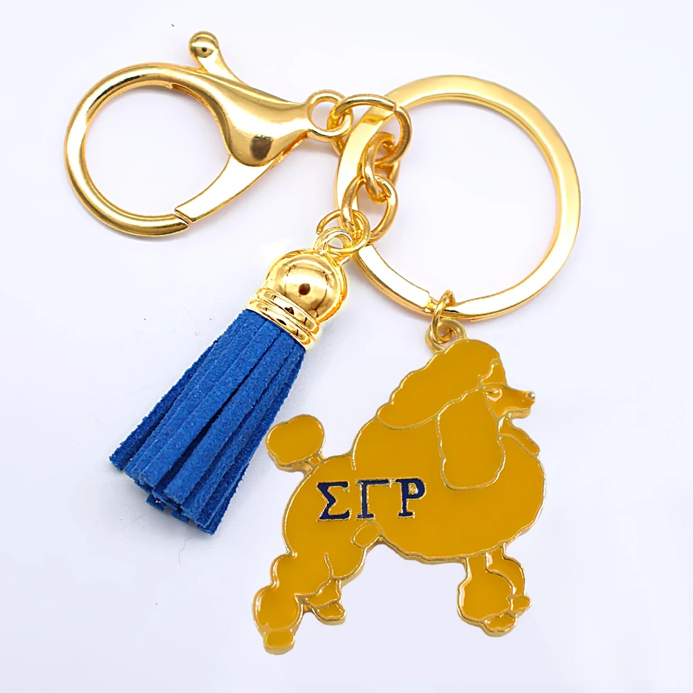 

Enamel metal large size poodle pendant metal keychain for greek letter society SIGMA GAMMA RHO fraternity jewelry key chain