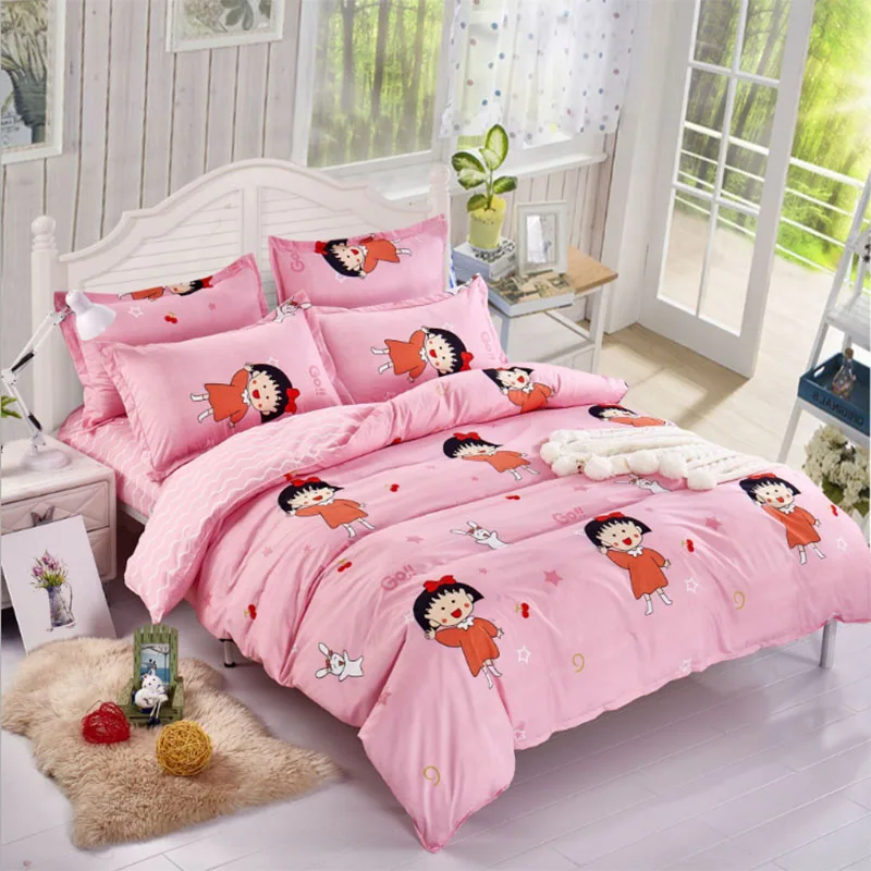 

Japanese Sakura Momoko Maruko Duvet Cover High Quality Children Quilt Cover Twin Full Queen King Size Bedclothes BT-11