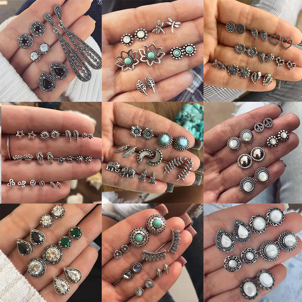 20 Paia Orecchini A Borchie Donna - Argento 925 Con Cristallo Zircone, Multicolore, Regalo