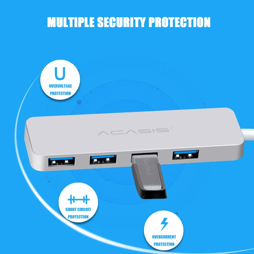 Kobwa USB 3 0 концентратор ультра тонкий алюминиевый 4 порта адаптер для MacBook Pro ноутбук