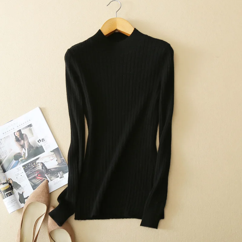 New high quality cashmere sweater round neck solid color loose large size casual comfort close soft sweater breathable warm