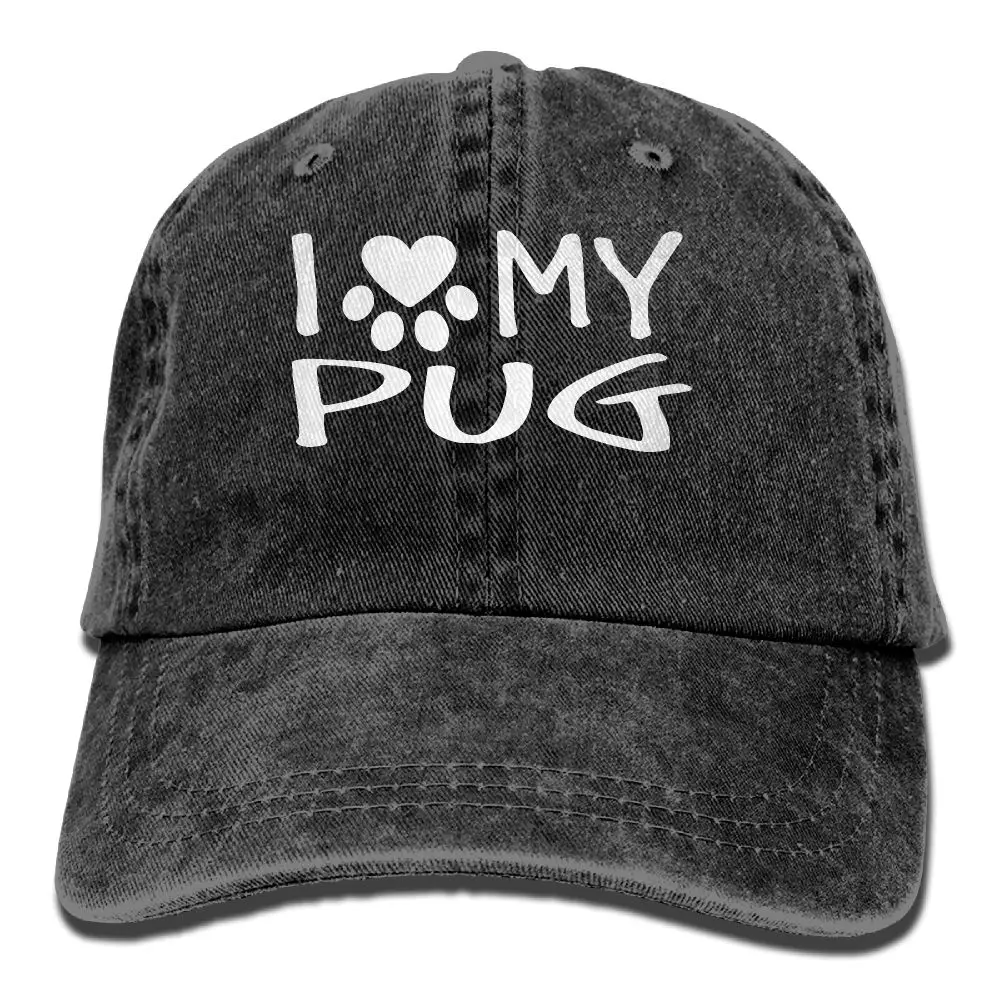 SAMCUSTOM i love my pug 3D креативная индивидуальность Промытые джинсовые шапки осень лето для мужчин и женщин Гольф Sunblock хоккейные кепки - Цвет: Коричневый