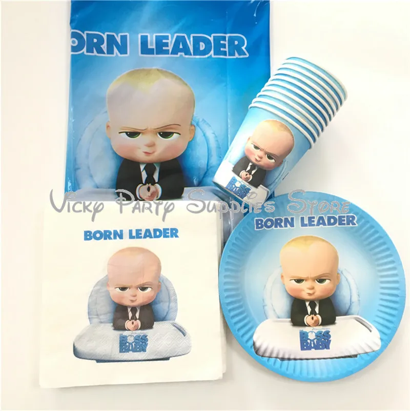 

41pcs/lot Boss Baby Theme Party Disposable Cup Tableware Birthday Baby Shower Paper Cup Plate Little Boss Supplies Decoration