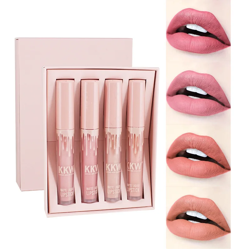 4PCS/SET Kyliejenner Lipstick Set Liquid Matte Lipstick Waterproof Kilie Lipgloss Set Kit Lipgloss Matte Kyliejenner Cosmetics