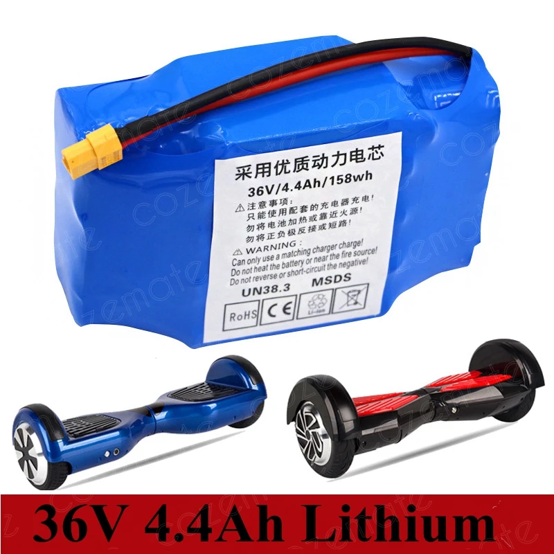 

36V 4.4Ah 4400mah High Drain 2 Wheel Electric Scooter Self Balancing Lithium Battery Pack for Self-balancing Fits 6.5" 7"
